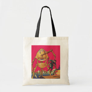 Vintage Science Fiction Alien Robot Captures Man Tote Bag