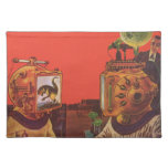 Vintage Science Fiction, Alien Steam Punk Helmets Cloth Placemat