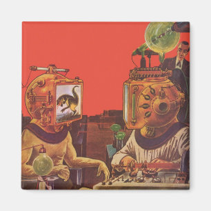 Vintage Science Fiction, Alien Steam Punk Helmets Magnet