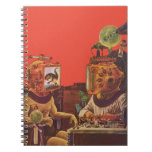 Vintage Science Fiction, Alien Steam Punk Helmets Notebook