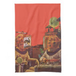 Vintage Science Fiction, Alien Steam Punk Helmets Towel