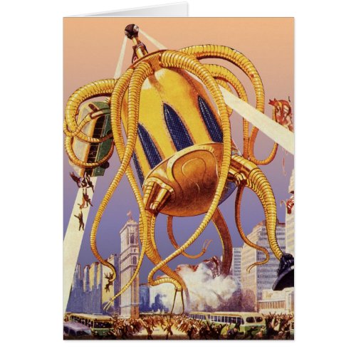 Vintage Science Fiction Alien War Invasion Octopus