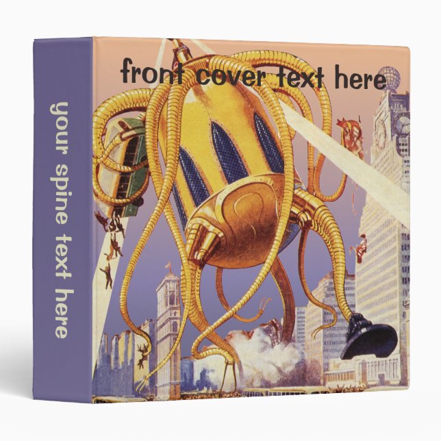 Vintage Science Fiction Alien War Invasion Octopus Binder (Front/Spine)