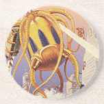 Vintage Science Fiction Alien War Invasion Octopus Drink Coaster