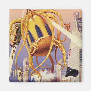 Vintage Science Fiction Alien War Invasion Octopus Magnet
