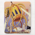 Vintage Science Fiction Alien War Invasion Octopus Mouse Pad