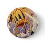 Vintage Science Fiction Alien War Invasion Octopus Pinback Button