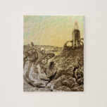 Vintage Science Fiction Aliens Planet Construction Jigsaw Puzzle