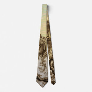 Vintage Science Fiction Aliens Planet Construction Tie