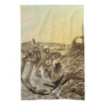 Vintage Science Fiction Aliens Planet Construction Towel