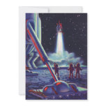 Vintage Science Fiction Aliens Wave to Rocket