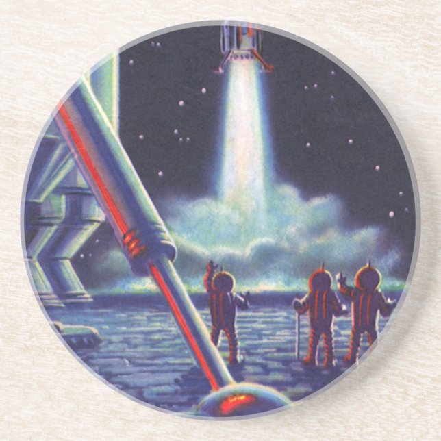 Vintage Science Fiction Aliens Wave to Rocket Coaster (Front)