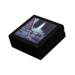 Vintage Science Fiction Aliens Wave to Rocket Jewelry Box
