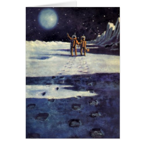 Vintage Science Fiction Astronaut Aliens on Moon