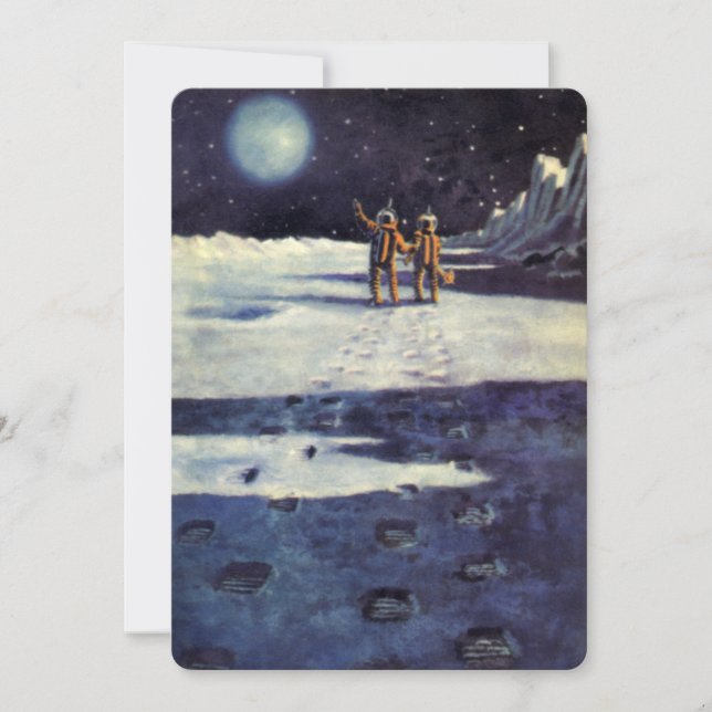 Vintage Science Fiction Astronaut Aliens on Moon (Front)