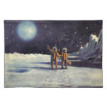 Vintage Science Fiction Astronaut Aliens on Moon Placemat