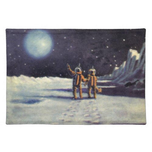 Vintage Science Fiction Astronaut Aliens on Moon Placemat