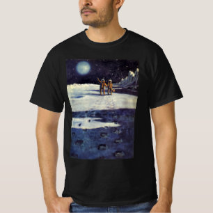 Vintage Science Fiction Astronaut Aliens on Moon T-Shirt