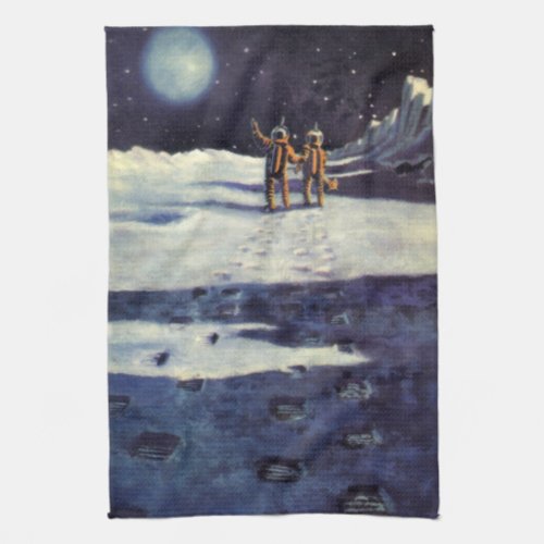 Vintage Science Fiction Astronaut Aliens on Moon Towel