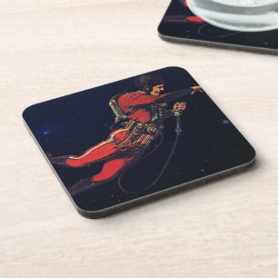 Vintage Science Fiction Astronaut in Outer Space Beverage Coaster