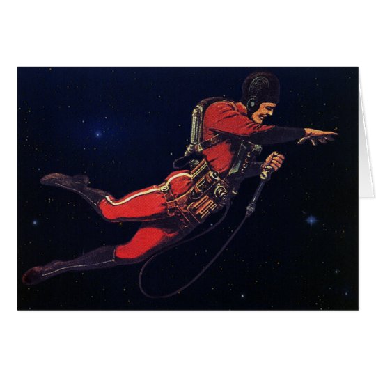 Vintage Science Fiction Astronaut in Outer Space Card