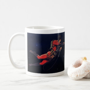 Vintage Science Fiction Astronaut in Outer Space Coffee Mug