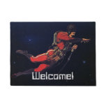 Vintage Science Fiction Astronaut in Outer Space Doormat