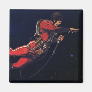 Vintage Science Fiction Astronaut in Outer Space Magnet