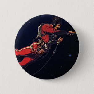 Vintage Science Fiction Astronaut in Outer Space Pinback Button