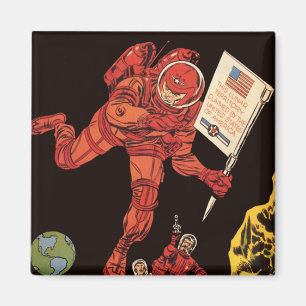 Vintage Science Fiction, Astronaut Moon Landing Magnet