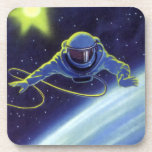 Vintage Science Fiction Astronaut on a Space Walk Beverage Coaster