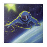 Vintage Science Fiction Astronaut on a Space Walk Ceramic Tile