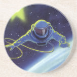 Vintage Science Fiction Astronaut on a Space Walk Drink Coaster