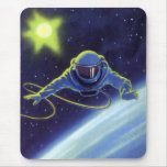 Vintage Science Fiction Astronaut on a Space Walk Mouse Pad