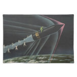 Vintage Science Fiction Astronaut Riding a Rocket Cloth Placemat