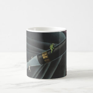 Vintage Science Fiction Astronaut Riding a Rocket Coffee Mug