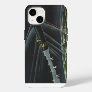 Vintage Science Fiction Astronaut Riding a Rocket iPhone 14 Case