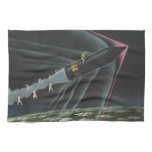 Vintage Science Fiction Astronaut Riding a Rocket Towel