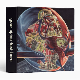 Vintage Science Fiction Astronaut Rocket Spaceship 3 Ring Binder