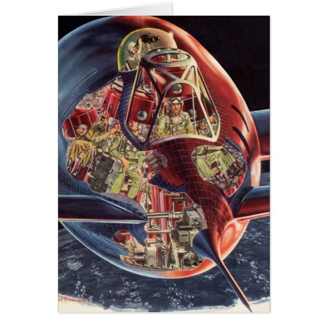 Vintage Science Fiction Astronaut Rocket Spaceship Cards (Front)