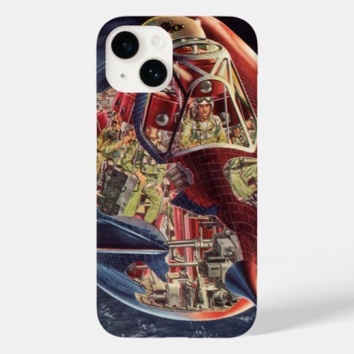 Vintage Science Fiction Astronaut Rocket Spaceship Case_Mate iPhone 14 Case