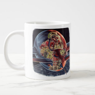 Vintage Science Fiction Astronaut Rocket Spaceship Giant Coffee Mug