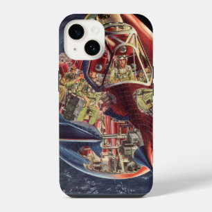 Vintage Science Fiction Astronaut Rocket Spaceship iPhone 14 Case