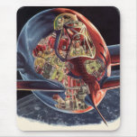 Vintage Science Fiction Astronaut Rocket Spaceship Mouse Pad