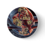 Vintage Science Fiction Astronaut Rocket Spaceship Pinback Button