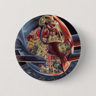 Vintage Science Fiction Astronaut Rocket Spaceship Pinback Button