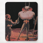 Vintage Science Fiction Astronaut Shake Hand Alien Mouse Pad