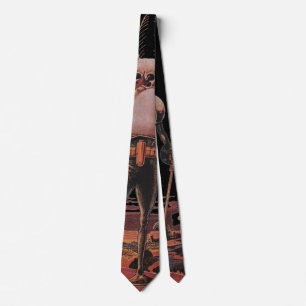 Vintage Science Fiction Astronaut Shake Hand Alien Neck Tie