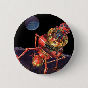 Vintage Science Fiction Astronaut with Alien Robot Button