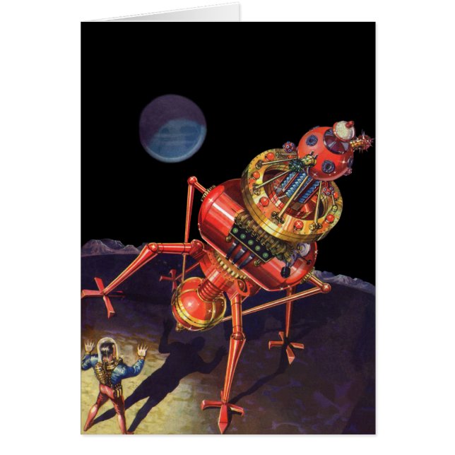 Vintage Science Fiction Astronaut with Alien Robot Cards (Front)